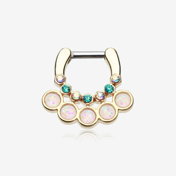 Golden Opal Aureole Gemina Septum Clicker-Aurora Borealis/White